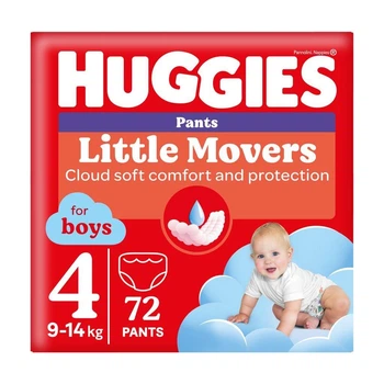 Детские подгузники-трусики Huggies Little Movers Pants для мальчиков размер 4 (9-14 кг) 72 шт
