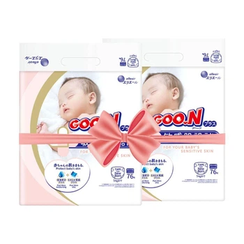 Детские подгузники Goo.N Plus размер 1 NB (для новорожденных до 5 кг) 2*76 шт