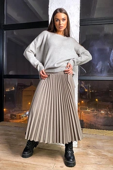 Жіноча спідниця плісе із софту прямого А-силуету Seventeen L-XL Сірий (2000000163789)
