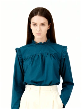 Блуза жіноча з складками LadyLike 50 Синій (ll2205920079442)