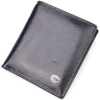 Компактний гаманець із натуральної гладкої шкіри ST Leather 19418 Чорний