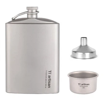 Титанова фляга для алкогольних напоїв Tiartisan titanium 260 мл + чарка на 35 мл туристична прямокутна пляшка подарункова + лійка та чохол