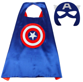 Плащ и маска Captain America / Капитан Америка, детский набор супергероя, атлас 53 см, синий