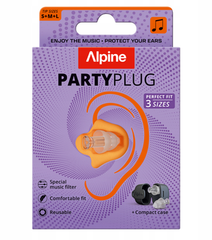 Alpine PartyPlug Transparent - музыкальные беруши 19 дБ, защита слуха на концертах, фестивалях и вечеринках, 3 размера (S/M/L)