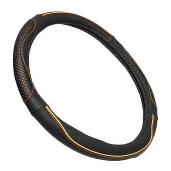 Чохол на руль шкіра "M" (37-38см) чорний Elegant 115141 перфорація/помаранчева нитка