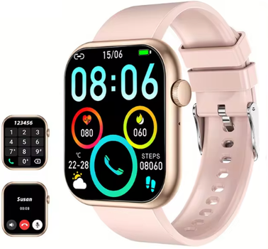 Смарт-годинник жіночий Smart Watch QX7Pro з функцією дзвінка і рожевим ремінцем