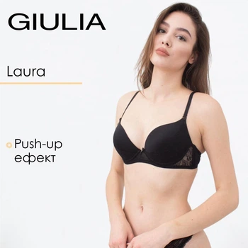 Бюстгальтер з формованою чашкою Giulia Laura 1123/21N 70B Black, класичний жіночий бюстгальтер пуш ап, з мереживом