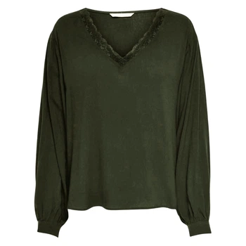 Жіноча блузка Only Jasmine з вирізом горловини хакі XS 15238533 (XS)