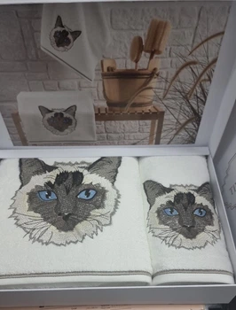 Набор полотенец Tivolyo Home My Cat махра 50x100, 75x150