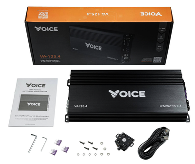 Автомобильный усилитель на 4 канала Voice VA-125.4, 4×125 Вт RMS, класс AB, мист 2×340 Вт