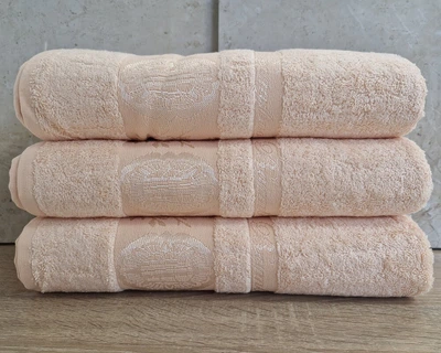 Набор турецких бамбуковых махровых полотенец Zeron 3 штуки 70х140 Bamboo Peach