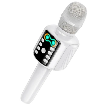 Караоке микрофон HOCO Shine karaoke microphone L24 |BT5.4, USB/TF/AUX, RGB| White