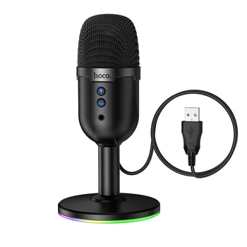 Мікрофон провідний настільний Hoco L25 right USB desktop microphone Black