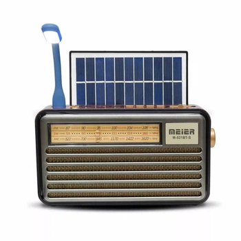 Портативний FM радіоприймач МЕІЕR МD 52І BT FM радіо програвач з флешкою USB на акумуляторі з сонячною батареєю з ліхтариком з повербанком з Bluetooth Блютуз,