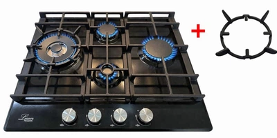 Варильна поверхня газова Luxor RG 650 Emaille Turbo Wok Italy + кругла підставка Wok у подарунок, чорний