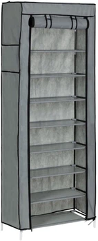 Шкаф тканевый с полками для одежды и обуви (58x30x158 см) Серый
