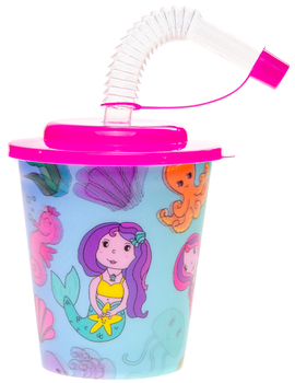Zestaw kubków Duckiez Syrenki ze słomką i różową pokrywką 250 ml 12 szt (5413247181763)