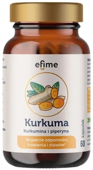 Дієтична добавка Eka Medica Efime Куркума та піпірин 60 капсул (5902709522805)