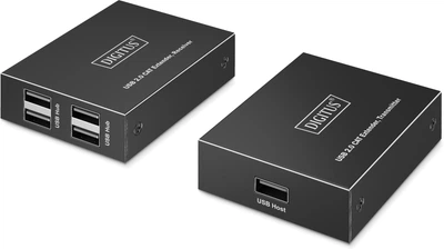 Удлинитель Digitus USB 2.0, для использования с кабелем Cat6, до 150 м, 4х USB-A Черный (DA-73120)