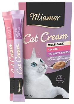 Вершковий крем ласощі для виведення шерсті Miamor Cat Cream Snack з сиром та солодом для котів 15 г 24 шт