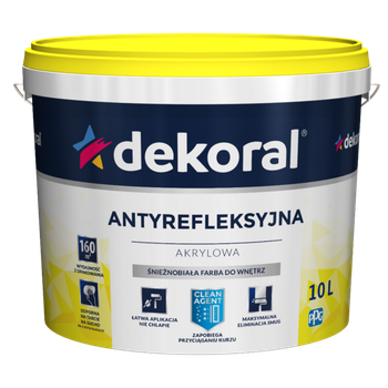 Фарба акрилова сніжнобіла для інтер'єру Dekoral ANTYREFLEKSYJNA POLITAK 10л