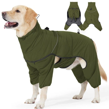 Зимовий водонепроникний комбінезон для собак Wan Talk Four-legged Reflective Jacket, Army Green, S