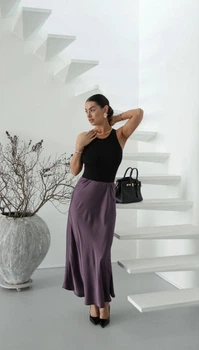 Жіноча довга однотонна спідниця Uaclothes 46-48 Фіолетовий (like37281-177131350)