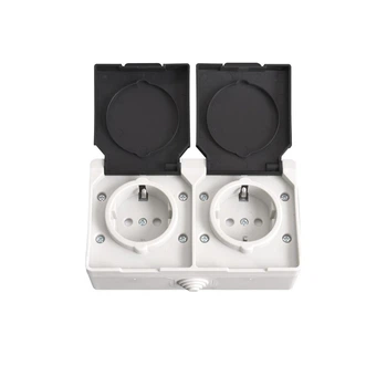 Двойная накладная розетка ELM OW-20EC 16A IP54 с крышками термостойкая (41-0044)