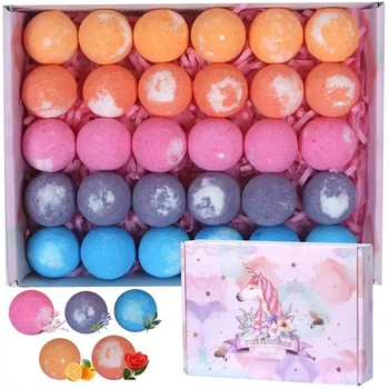 Набір бомбочок для ванни 30 шт лаванда з ефірними оліями міні bath bombs подарунковий набір для релаксу