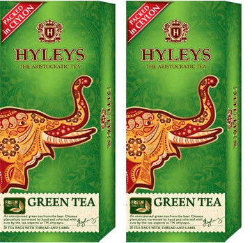 Упаковка чая зеленого Hyleys Слон 20 пакетиков по 1.5 г х 2 пачки (4791045015277)