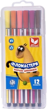 Фломастери шестигранні у пластиковій коробці 12 кольорів 24 в ящ. Astra (292399)
