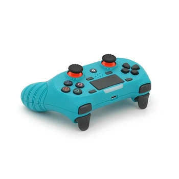 Геймпад Brazzers S8-P бездротовий для PS4 Wireless DOUBLE-motor vibration 4, роз'єм для навушників, LED light bar, Cyan, 3.7V, 600mAh, Blister-box (UG-39241)