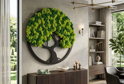 Панно, Картина зі стабілізованим мохом Tree of life 2 мох Фінський преміум - 60см