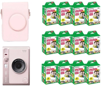 Набор Fujifilm INSTAX MINI EVO Hybrid Light Pink розовая фотокамера мгновенной печати / картриджи 120 фото / чехол розовый / подарочная упаковка