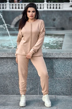 Жіночий костюм plus size з тринитки (кофта+штани) Seventeen 2XL Капучино (2000000153940)