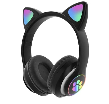 Наушники с ушками Bluetooth Cat Ear VZV-23M черные подсветка ушек и лапок
