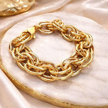 Браслет Xuping плетение двойные кольца женский (16–17 см, позолота 18K) 50-005