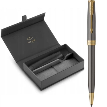 Подарунковий набір Parker SONNET Grey Lacquer GT BP (кулькова ручка + чохол + коробка)