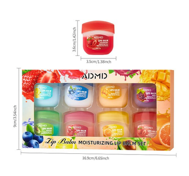 ADMD Moisturizing Lip Balm Set – набор из 8 увлажняющих фруктовых бальзамов для губ.