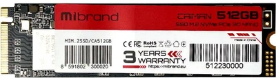 Твердотельный накопитель SSD M.2 Wibrand Caiman 512GB, NVMe, 2280, PCIe 3.0, 3D NAND