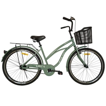 Велосипед SPARK CITY VISTA (колеса - 26", сталева рама - 17") з оливковим кошиком