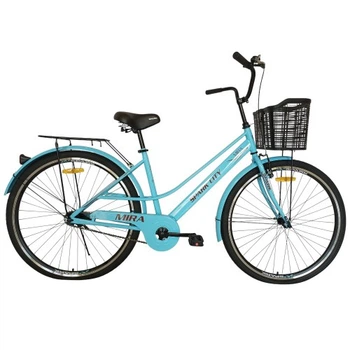 Велосипед SPARK CITY MIRA (колеса - 28", стальная рама - 18") с корзиной светло-голубой
