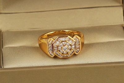 Кольцо Xuping Jewelry Октагон р 23 золотистое