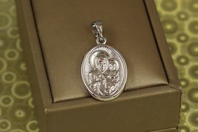 Ладанка Xuping Jewelry двусторонняя с Марией и Иисусом 2,5 см серебристая