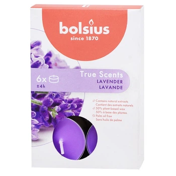 Набір ароматичних свічок Bolsius True Scents Lavender, 6 шт, лаванда