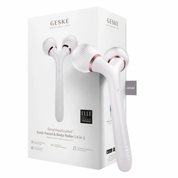 Электронный ультразвуковой ролик для лица и тела GESKE Sonic Facial&Body Roller 4в1 жемчужный