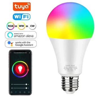 Светодиодная разноцветная смарт лампа E27 с Bluetooth, блютуз Tuya Smart Life лампочка RGB управления через телефон