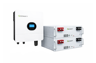 Комплект автономного енергопостачання інвертор Growatt SPF 6000 ES Plus 6 кВт + два акумулятори Growatt HOPE 5.0L-B1 5.12 кВт·год White