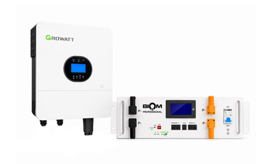 Комплект автономного енергопостачання інвертор Growatt SPF 6000 ES Plus 6 кВт + акумулятор Biom Professional BALFP-R512100-UNI 5.12 кВт·год White