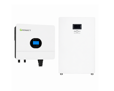 Комплект автономного енергопостачання інвертор Growatt SPF 6000 ES Plus 6 кВт + батарея Biom Professional BALFP-512200-V1 10.24 кВт·год White